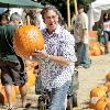 Tim Allen at Mr. Bones Pumpkin Patch with his wife and baby daughterLos Angeles.