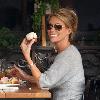 Cheryl Hines seen eating cupcakes at the Toast Bakery Cafe with a friend.Beverly Hills.