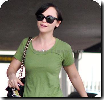 Christina Ricci showing off a short hairdo while arriving at a studio in Hollywood Los Angeles.