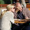 Kelsey Grammer and Camille Donatacci seen eating pizza together at the Malibu Country Mart. Malibu.