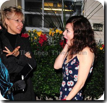Anna Friel in a flowery dress, leaves the Theatre Royal after her latest stage performance in 'Breakfast At Tiffany's' London.