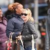 Michelle Williams meets and greets people as she strolls through Brooklyn New York.