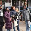 Michelle Williams meets and greets people as she strolls through Brooklyn New York.