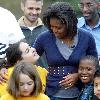 US First Lady Michelle Obama 
hosts a fall harvest of the White House vegetable garden with help of students from Washington's Bancroft and Kimball Elementary schools.