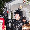 Jonathan Ross dressed as Edward Scissorhands, meets guests, children and fans outside his home during his Halloween partyLondon.