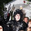 Jonathan Ross dressed as Edward Scissorhands, meets guests, children and fans outside his home during his Halloween partyLondon.