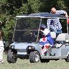 Stephen Belafonte and Angel Iris Murphy on a Golf Cart at the 
2009 Bony Pony Ranch Halloween Carnival hosted by Dr.Frank Ryan - inside.