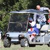 Stephen Belafonte and Angel Iris Murphy on a Golf Cart at the 
2009 Bony Pony Ranch Halloween Carnival hosted by Dr.Frank Ryan - inside.