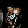 Singer Christina Aguilera and son Max arriving at a Halloween party dressed in matching skeleton costumes.Los Angeles, California.