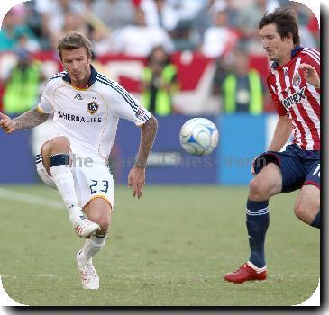 David Beckham in action for the Los Angeles Galaxy v Chiva USA in the first leg of the MLS Western Conference Semifinal at the Home Depot Center in Carson. The game ended in a 2-2 draw.