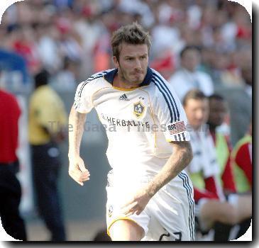 David Beckham in action for the Los Angeles Galaxy v Chiva USA in the first leg of the MLS Western Conference Semifinal at the Home Depot Center in Carson. The game ended in a 2-2 draw.