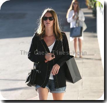 Nicky Hilton wearing black ankle boots and denim shorts, leaves the Chateau Marmont hotel in West Hollywood.