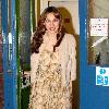 Kelly Brook
 outside the Noel Coward Theatre, where she is stars in the West End production of Calendar Girls. 
London, England