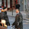 **Exclusive**
Matt Damon 
on the set of his new film 'The Adjustment Bureau' filming in Manhattan.