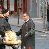 **Exclusive**
Matt Damon 
on the set of his new film 'The Adjustment Bureau' filming in Manhattan.