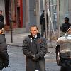 **Exclusive**
Matt Damon 
on the set of his new film 'The Adjustment Bureau' filming in Manhattan.