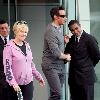 Deborra-Lee Furness and Hugh Jackman Hugh Jackman greets a doorman while leaving his Manhattan residence with his wife New York City.