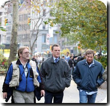 Matt Damonon the set of his new film 'The Adjustment Bureau' filming in Manhattan. New York City.