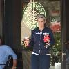 'House' star Jennifer Morrison, wearing no makeup, picks up coffee from Starbucks after going to the gym Los Angeles.