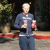 'House' star Jennifer Morrison, wearing no makeup, picks up coffee from Starbucks after going to the gym Los Angeles.