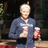 'House' star Jennifer Morrison, wearing no makeup, picks up coffee from Starbucks after going to the gym Los Angeles.