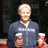 'House' star Jennifer Morrison, wearing no makeup, picks up coffee from Starbucks after going to the gym Los Angeles.