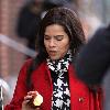 America Ferrera
 eating an apple while filming on the set of the television show ?Ugly Betty? in Manhattan..