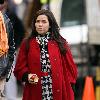 America Ferrera
 eating an apple while filming on the set of the television show ?Ugly Betty? in Manhattan..