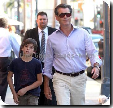 Pierce Brosnanarriving at a medical centre with his son, Paris Brosnan, in Beverly HillsLos Angeles.