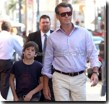 Pierce Brosnanarriving at a medical centre with his son, Paris Brosnan, in Beverly HillsLos Angeles.