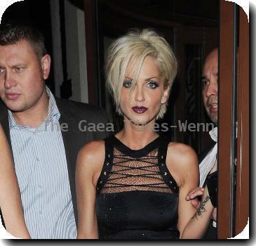 Sarah Harding celebrates her birthday at Kanaloa Nightclub, wearing a black dress. London.