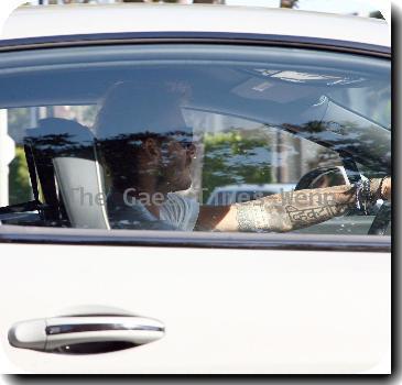 David Beckham shows off his new silver Bentley car in Beverly Hills Los Angeles.