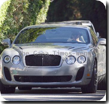 David Beckham shows off his new silver Bentley car in Beverly Hills Los Angeles.