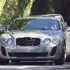 David Beckham shows off his new silver Bentley car in Beverly Hills Los Angeles.