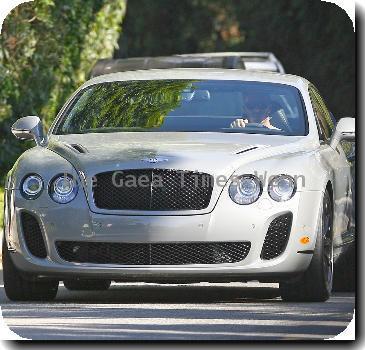 David Beckham shows off his new silver Bentley car in Beverly Hills Los Angeles.