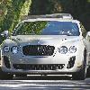 David Beckham shows off his new silver Bentley car in Beverly Hills Los Angeles.