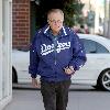 Larry King wearing a Los Angeles Dodgers jacket while outside a medical centre in Beverly Hills Los Angeles.