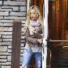 Ashley Tisdale leaving Coffee Bean & Tea Leaf in Toluca Lake carrying a frozen drink.