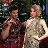 Taylor Lautner during his opening monologue.Taylor mention his  failure to stand up for Taylor Swift at the MTV Video Music Awards when Kanye West interrupted her acceptance speech. Showing a clip of him standing idly by, he said,