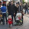 **Exclusive**
Actor/Comedian Joel McHale,of the TV show Community, Christmas shopping with his wife Sarah and their two kids.