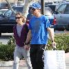 Robert Downey Jr. 
goes shopping at Cross Creek in Malibu, carrying a coffee..