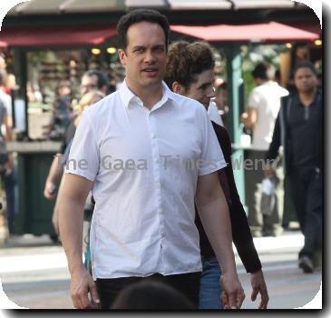 Diedrich Bader shops with his family in HollywoodLos Angeles.