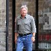 Harrison Ford grabs a coffee in Beverly Hills Los Angeles.