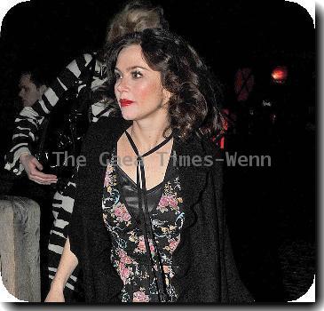 Anna Friel
 leaving the Royal Haymarket Theatre with a friend, wearing a black flower printed dress after her evening performance of 'Breakfast at Tiffany's'.