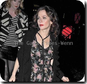 Anna Friel
 leaving the Royal Haymarket Theatre with a friend, wearing a black flower printed dress after her evening performance of 'Breakfast at Tiffany's'.