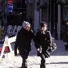 Pete Wentz and Ashlee Simpson 
hold hands as they walk through Soho together..