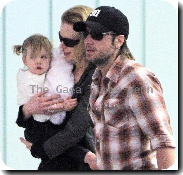 Nicole Kidman and Keith Urban with their daughter, Sunday Rose, arrive at LAX airport on a Qantas flight from Sydney. Los Angeles.