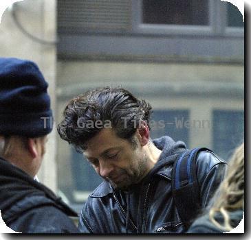 Andy Serkis who played Gollum in 'Lord Of The Rings' and Ian Dury in his new film 'Sex & Drugs & Rock & Roll' pictured outside the BBC Radio 2 studios. London.