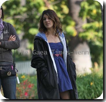 Shenae Grimes
on the set of her television show '90210' filming on location in Hollywood.