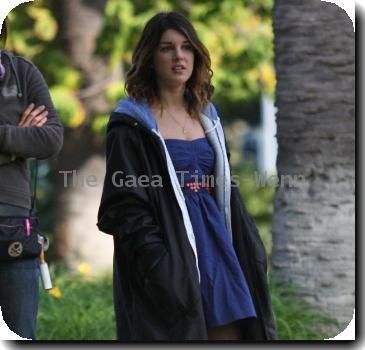 Shenae Grimes
on the set of her television show '90210' filming on location in Hollywood.